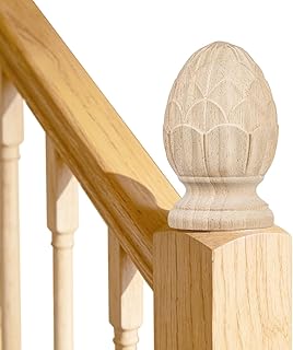BESTYASH Pineapple Wood Finials for Staircase Posts - Carved Decorative Post Toppers in European Style - Wooden Stair Finial Caps for Indoor Railing and Furniture