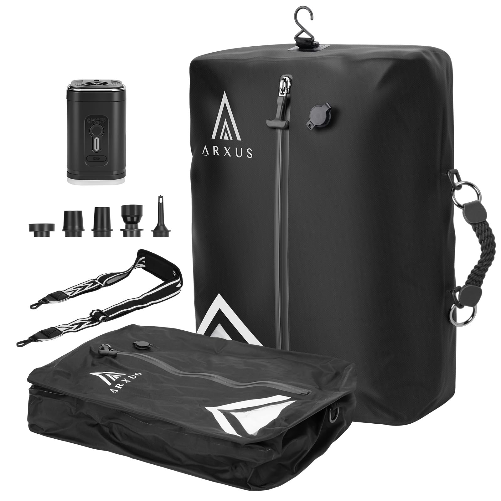 Arxus Sacchetti Sottovuoto da Viaggio, Impermeabili IP67 Cubi Compressibili Riutilizzabili per Vestiti Organizer Salvaspazio con Tracolla per Valigia Zaino Bagaglio