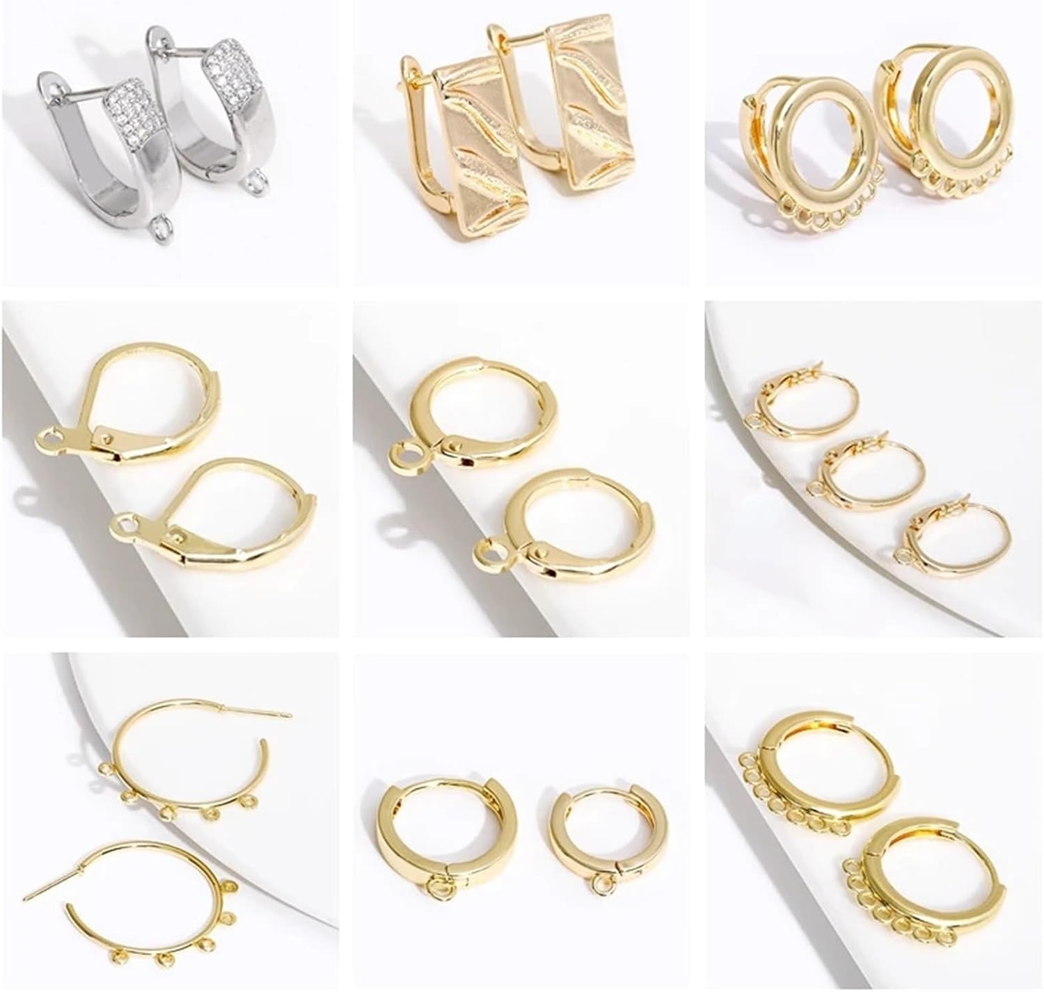 Earring Clips 8pairs Clip On Earring Backs 14K Gold Plated Brass Earring Hook Clasps,Earring Clasps Findings for Earrings Making Supplies