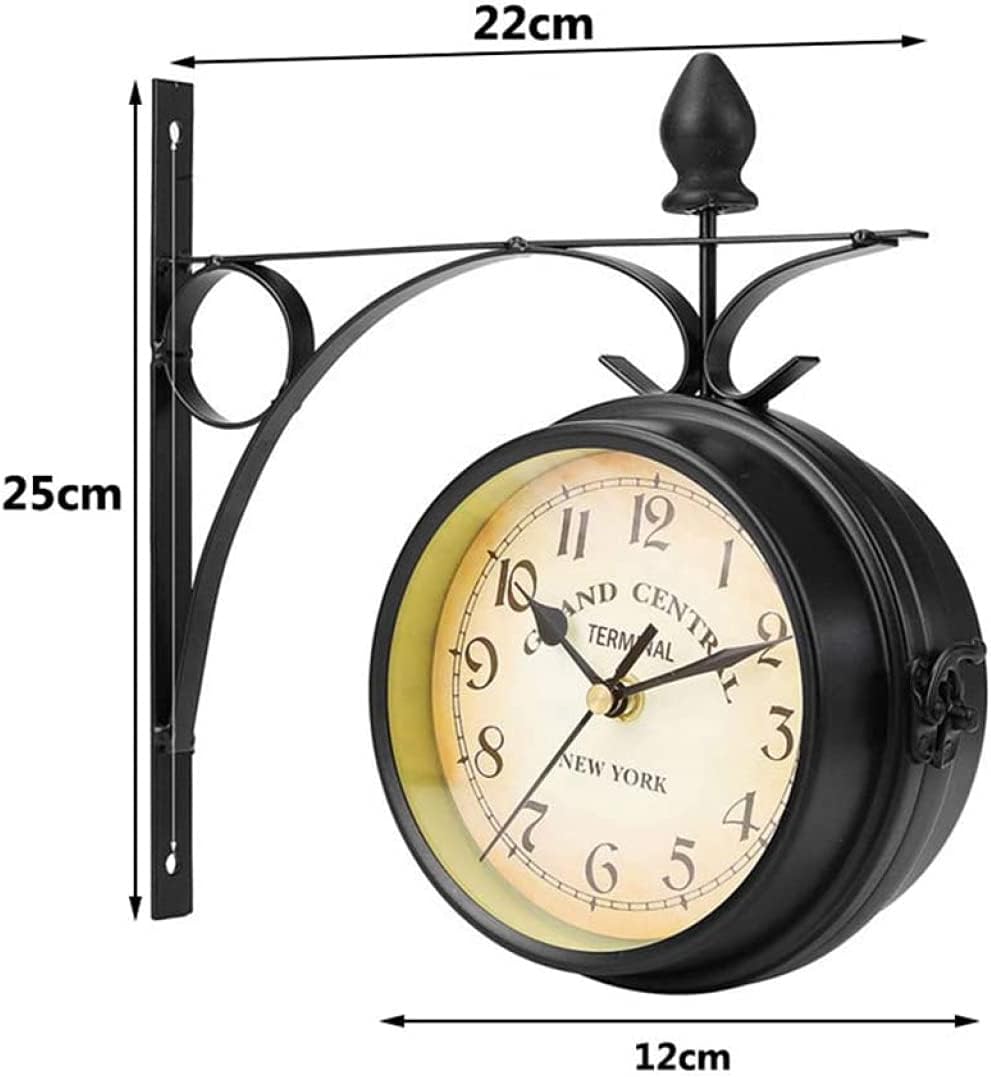 Double Sided Clocks Garden Station Outdoor Wall Clock European Antique Style Clock for Home Garden