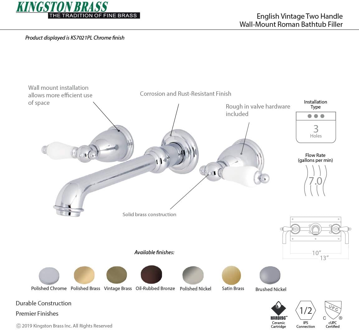 40% оƒƒ Dіѕсоunt Kingston Brass KS7025PL English Vintage Roman Tub Faucet, 10-7/16 Inch in Spout Reach, Oil Rubbed Bronze