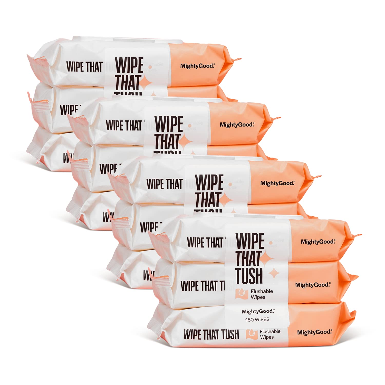 Wipe That Tush Flushable Wipes - 12 Packs of 50, 600 Total - Extra Large & Soft - Hypoallergenic & Fragrance-Free With Aloe & Vitamin E - Septic-Safe