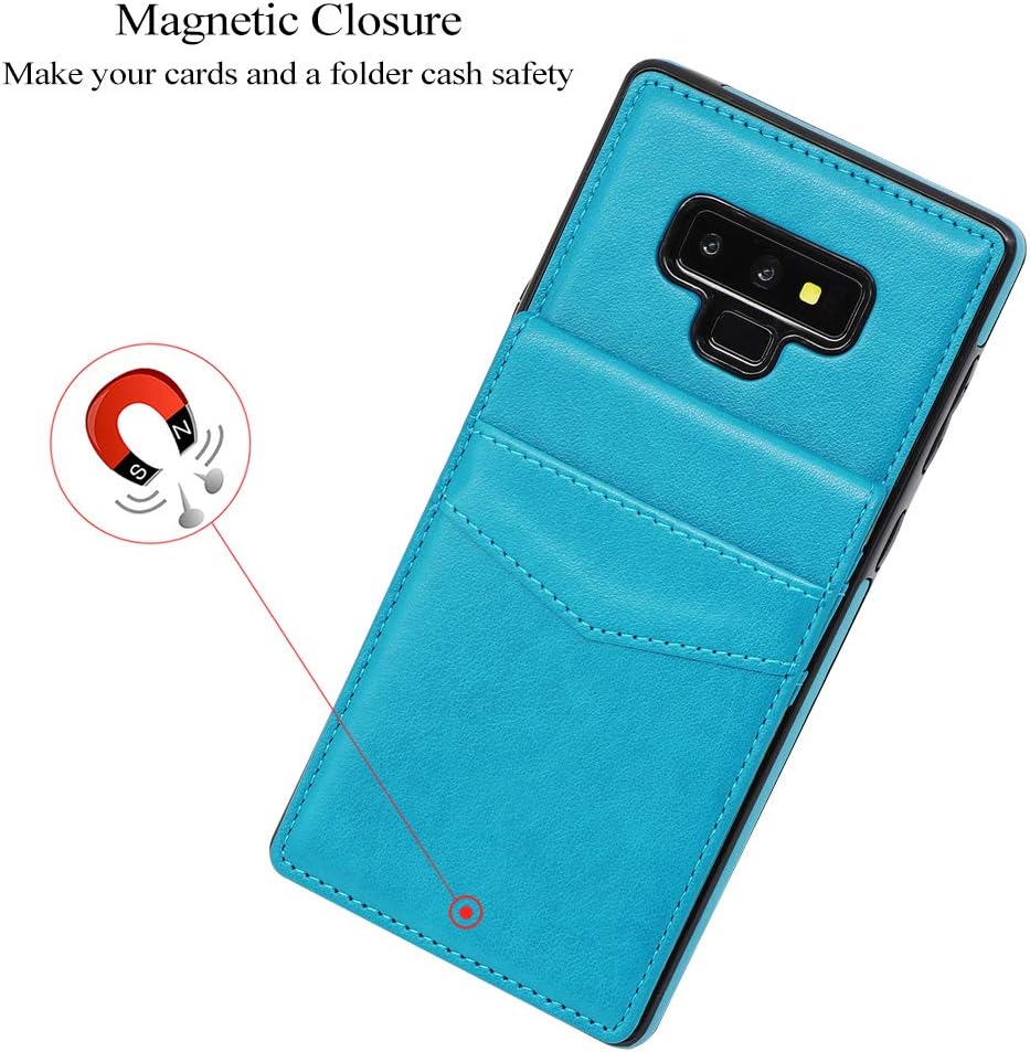 LakiBeibi Galaxy Note 9 Case, Premium Leather Anti-Scratch Galaxy Note 9 Wallet Case with Credit Card Slots Folio Flip Shockproof Protective Case for Samsung Galaxy Note 9 (2018) - Lake Blue