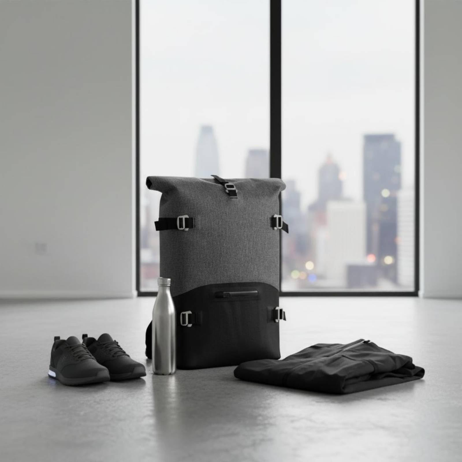 Wasserdichter Rucksack Rolltop Rucksack Tagesrucksack Outdoor Rucksack mit Anpassbarer Rollhöhe Und TPU Beschichtung Breiter Griff Oben Und Reißverschlussfach für Pendeln Reisen Alltag Bahn