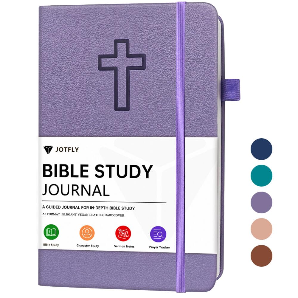 JOTFLY Bible Study Journal - Church Notes Notebook for Note Taking & Reflection - Guided Bible Study Notebook - Faith-Based Religious Gifts & Bible