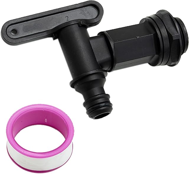 Plastic Snap-Fit Water Butt Rain Barrel Tap - BlackWater Butt Rain Water Collection Barrel Tap, Black Plastic Push-Fit