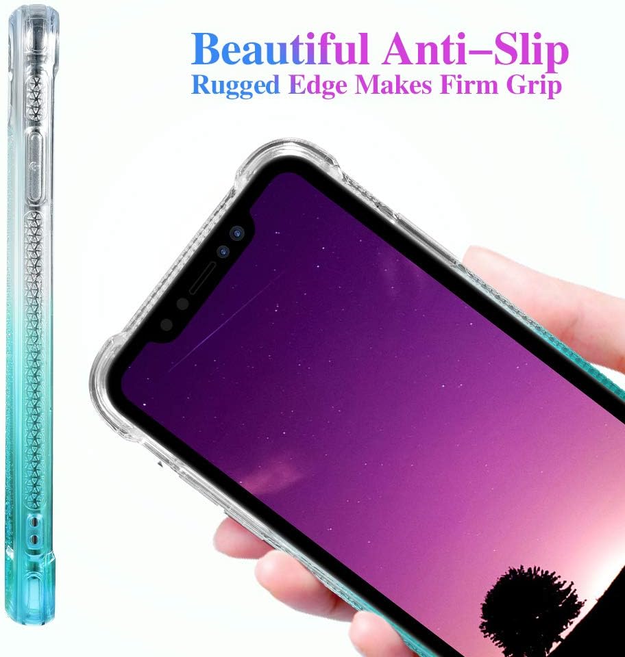 Ruky iPhone Xs Max Case, Gradient Quicksand Series Glitter Flowing Liquid Floating Soft TPU Bumper Cushion Reinforced Corners Girls Women Phone Case for iPhone Xs Max 6.5 inches (Gradient Teal)