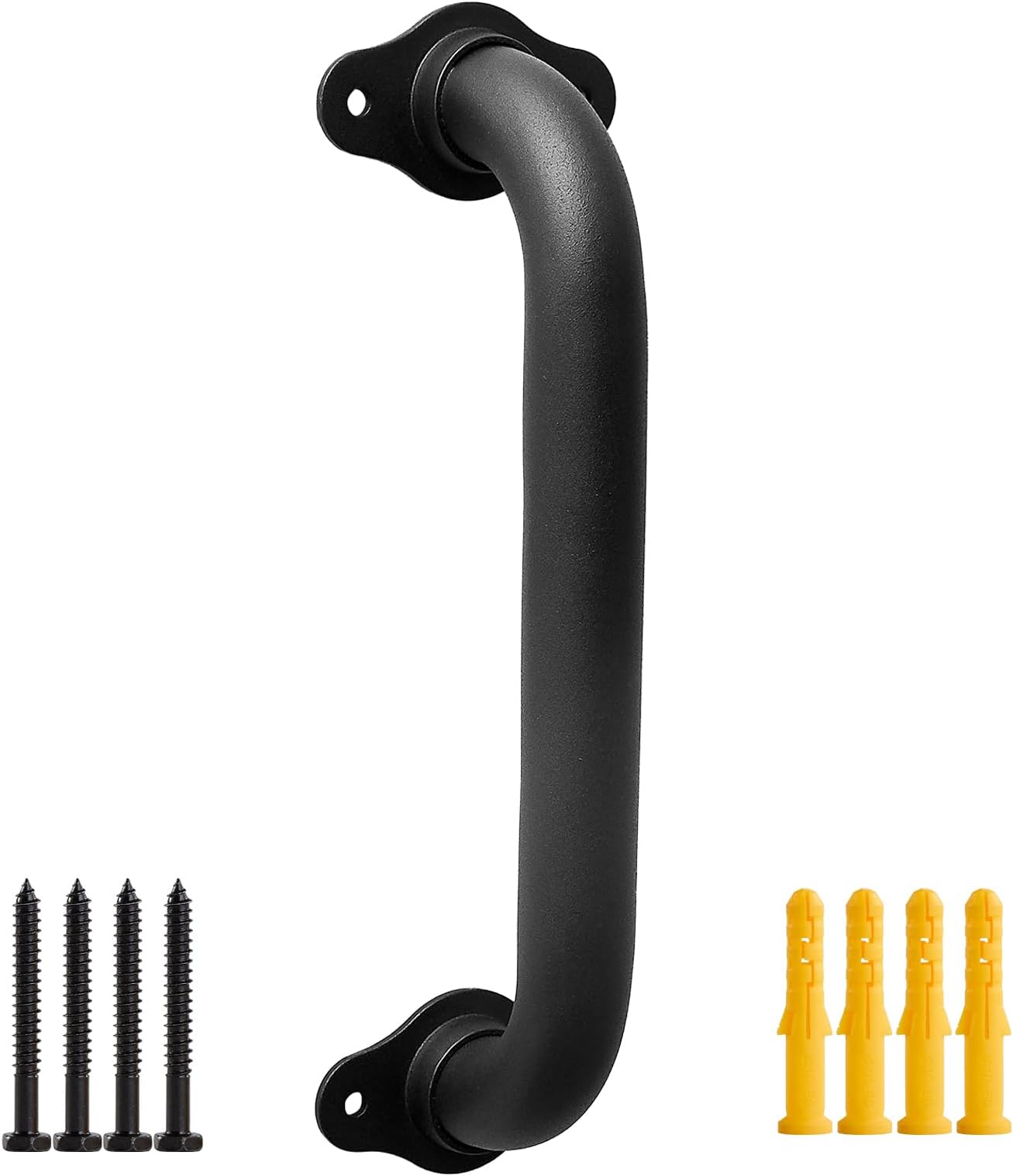 12 Inch Metal Industrial Pipe Wall Handrail - Pipe Barn Door Pull Handle, Staircase Steps Handrail, Indoor & Outdoor Deck Hand Rail, Safety Grab Bar (Matte Black)