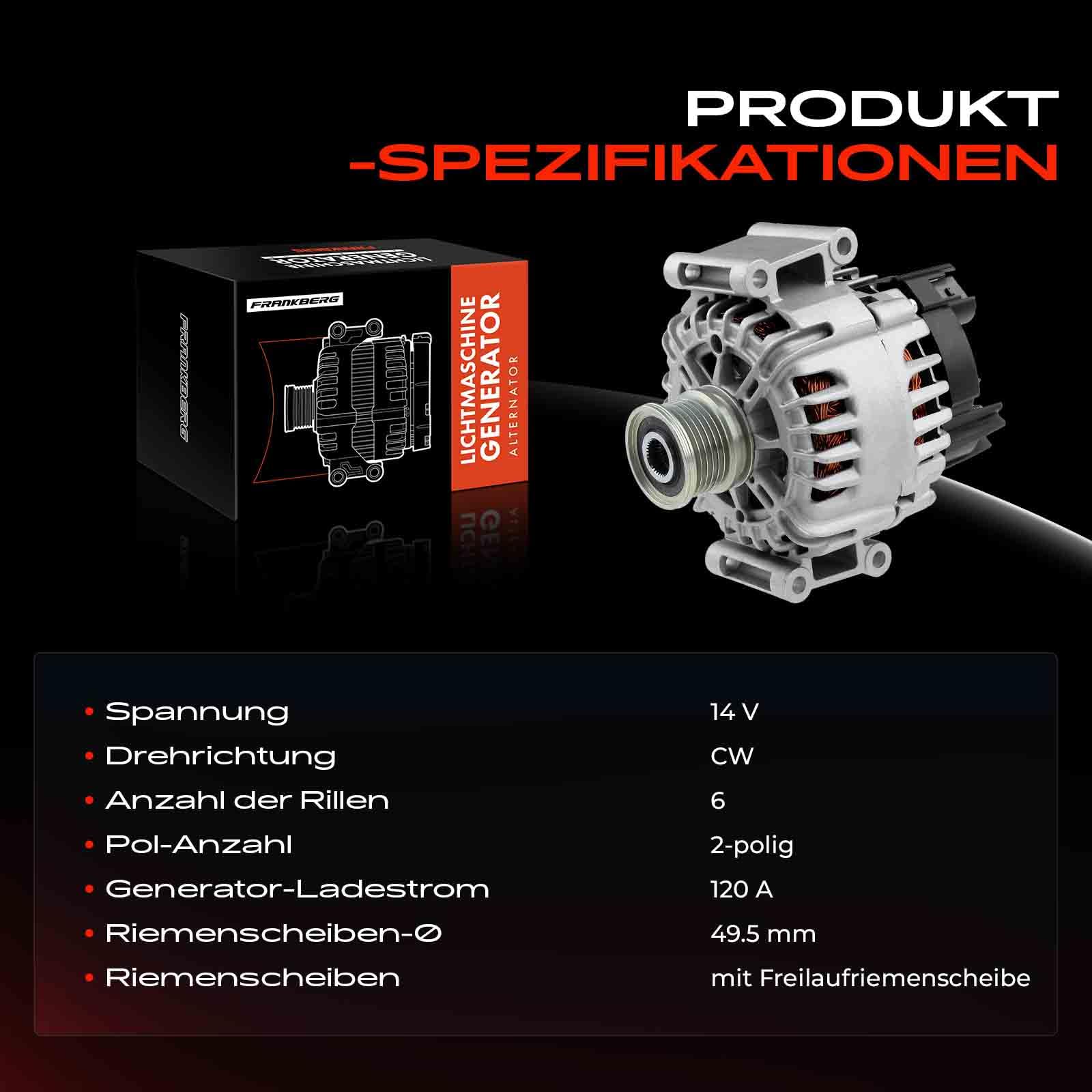 Frankberg Lichtmaschine Kompatibel mit W204 2007-2014 C204 2011-Heute S204 2007-2014 W212 2009-2016 A207 2010-2016 C207 2009-2016 S212 2009-2016 R172 2011-Heute