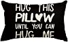 AVOIN colorlife Hug This Pillow Until You Can Hug Me Valentines Day Black Throw Pillow Cover, 12 x 20 Inch Anniversary Boyfriend Girlfriend Birthday Gifts Cushion Case Decoration for Sofa Couch