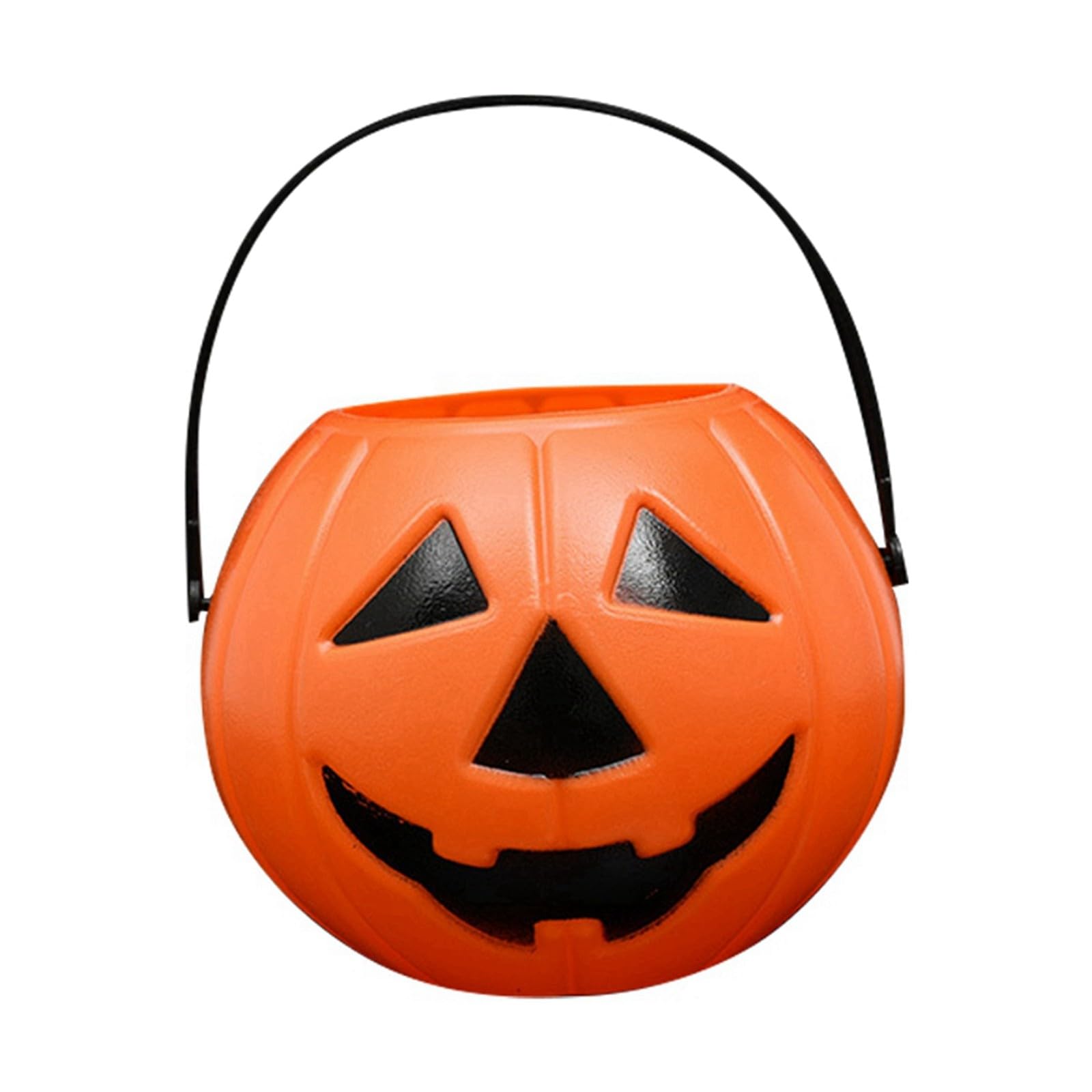 Wakala Halloween Plastic Pumpkin Bucket Portable Candy Pail with Holder for Trick or Treat and Halloween Party Costume Supplies