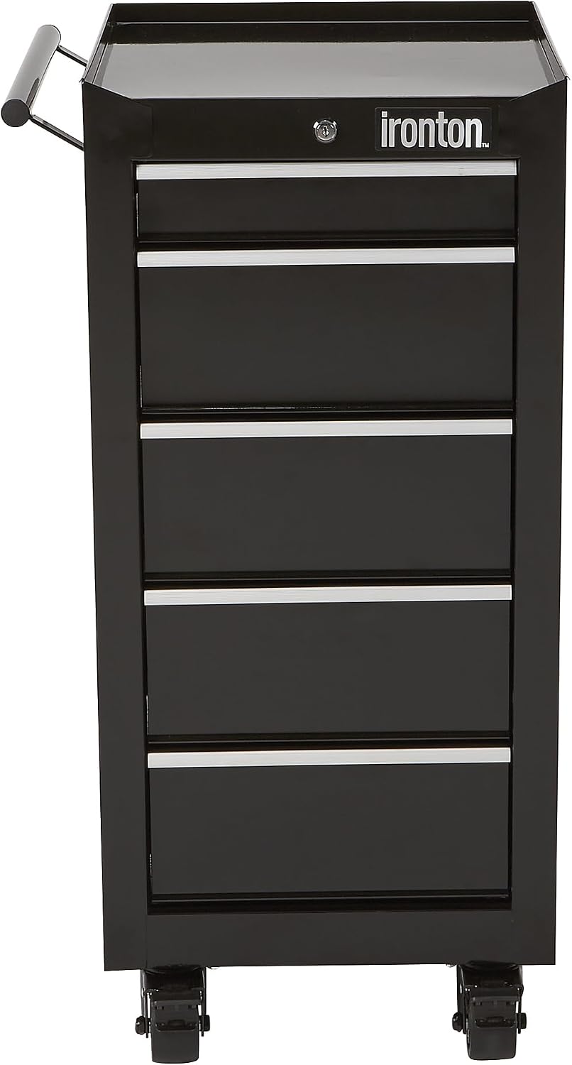 Ironton 5-Drawer Rolling Cabinet, 17in., 75-Lb. Capacity, Steel Construction