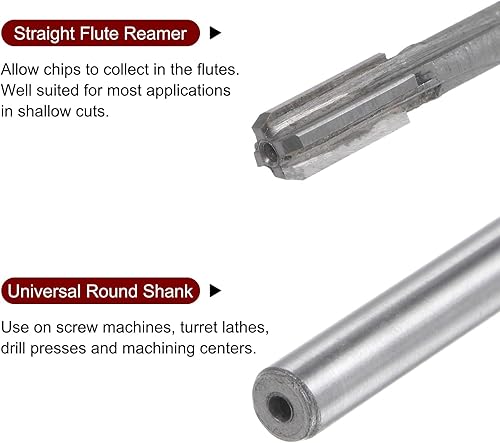 Miniatura 4 de Escariador de chucking de 0.185in H7 punta de carburo recta, vástago redondo, fresadora