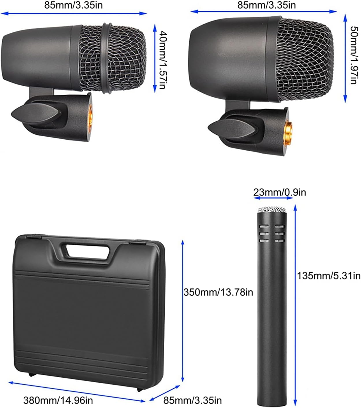 ドラムマイク7点セット 有線ダイナミックドラムマイクセット キックベース トム スネア ハイハットシンバル ドラムマイク ホルダー&