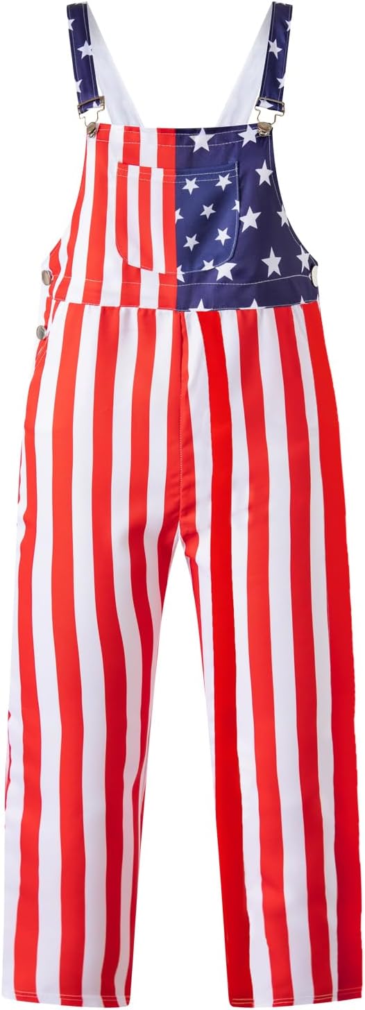 PROMOTED TO BIG SISTER Boys American Overalls Adjustable Straps 4th of July Clothes Usa Flag Bibs kids Patriotic Jumpsuit