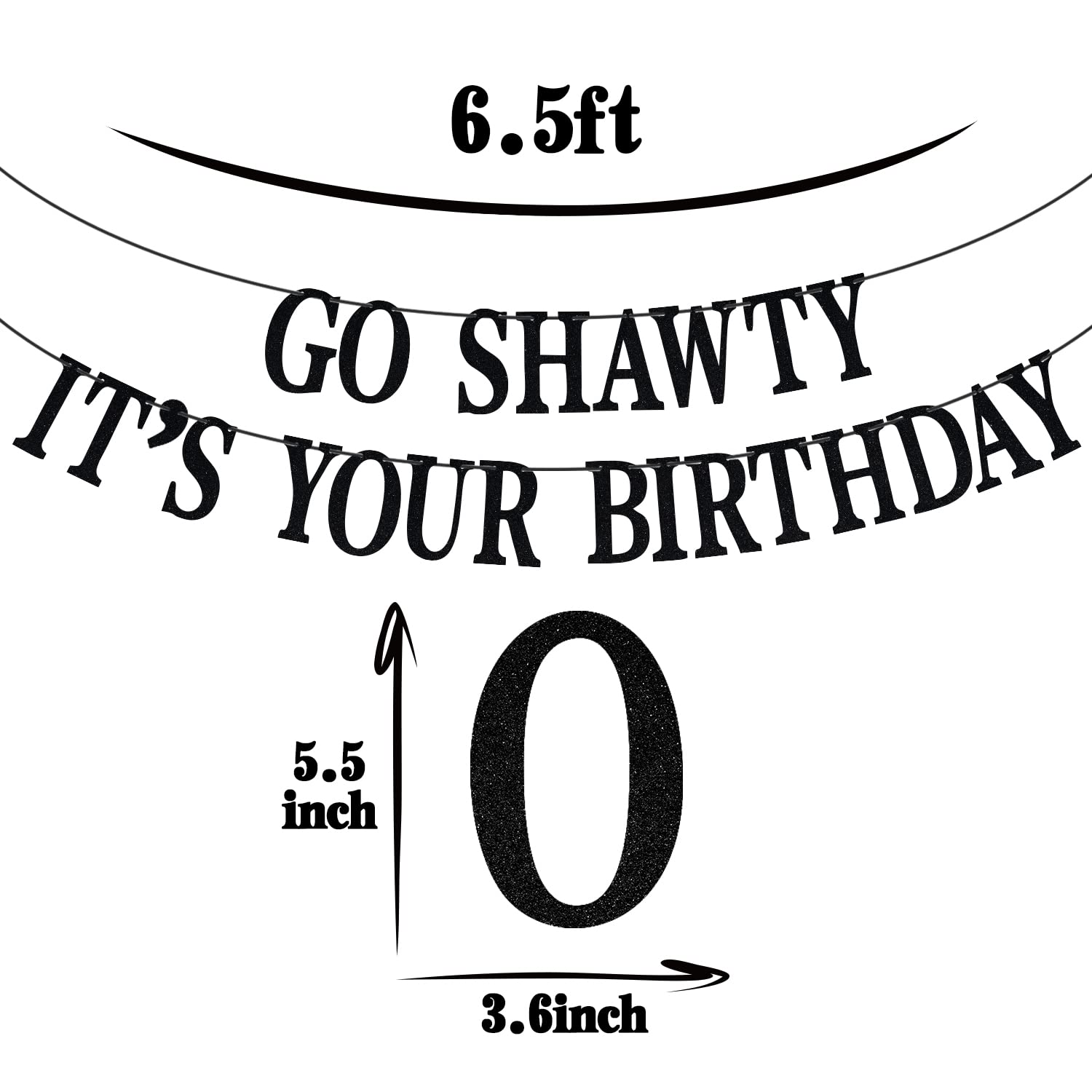 Black Glitter Go Shawty Birthday Banner, Hip Hop Party Decorations, Funny 30th/40th/50th Party Decorations