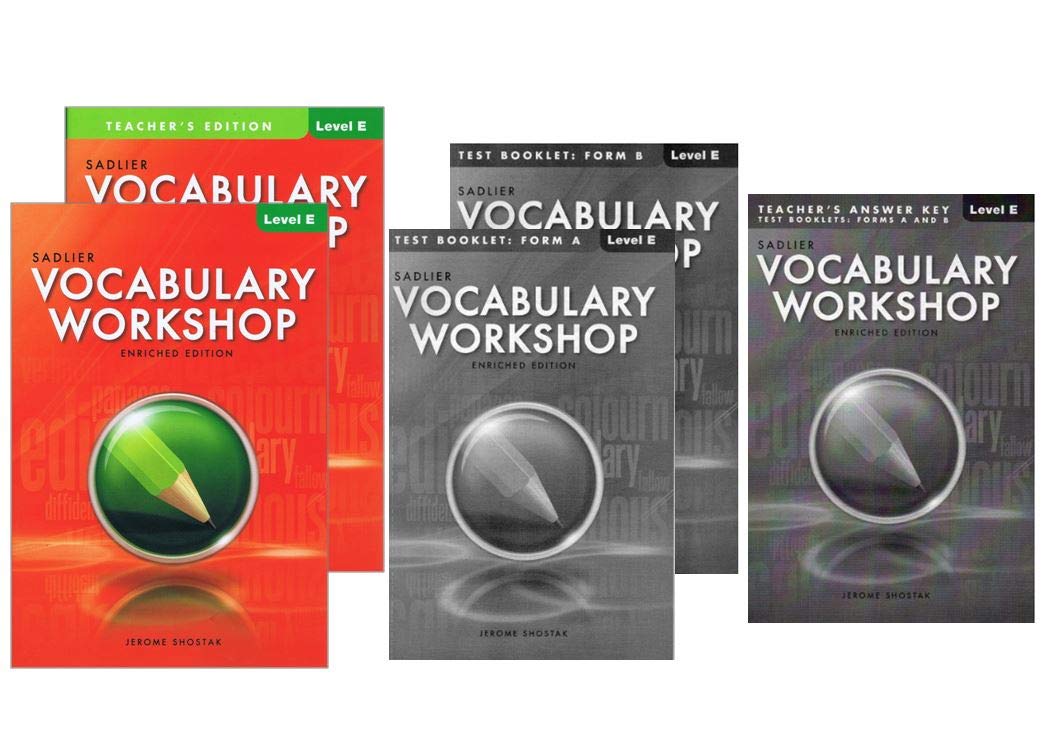 (F0103S) Vocabulary Workshop Enriched Edition Student Book + Teacher's Edition + Test Booklet Form A&B + Answer key Level E - Grade 10