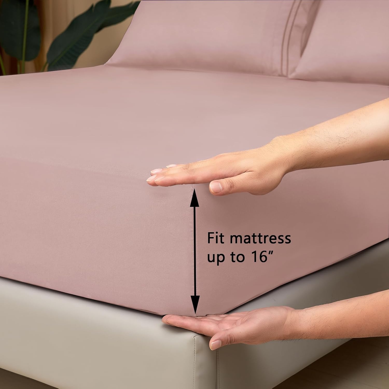 Mejoroom Twin Sheet Set - Hotel Collection Twin Sheets - Bedding Sheets & Pillowcases with Deep Pocket Fitted Sheet, Breathable, Wrinkle & Fade Resistant - 3 Piece(Dusty Pink) - Image 2