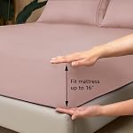 Mejoroom Queen Size Sheet Set - Hotel Luxury 1800 Bedding Sheets & Pillowcases - Deep Pocket Fitted Sheet, Soft, Breathable, Wrinkle & Fade Resistant - 4 Piece (Queen, Dusty Pink)