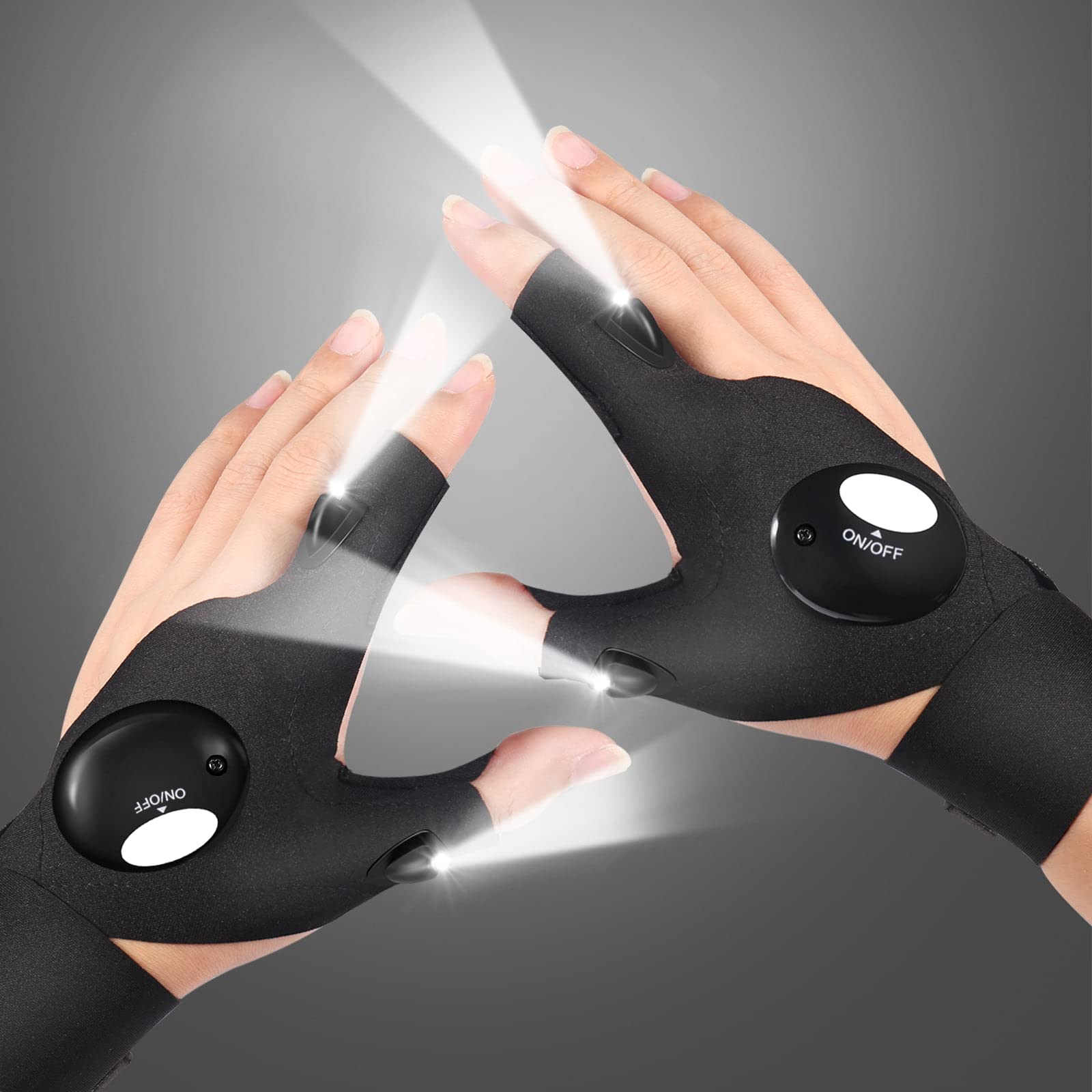 Fathers Day Gifts from Daughter Son, LED Flashlight Gloves, Hands Free Lights Cool Gadgets for Repairing Fishing Grilling Running Camping, Christmas Birthday Gift for Dad Men Him
