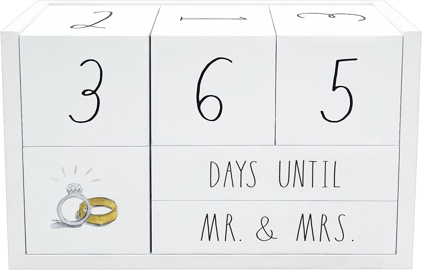 Rae Dunn Countdown Calendar - 9 Piece Wedding Countdown Block Set for Recently Engaged Women and Men - Engagement Gift for Couples, Bride to Be Gifts for Her - Count Down Birthday, Anniversary