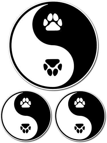 Miniatura 1 de Bad Fish Custom Decals Paquete de 3 calcomanías para automóvil con diseño de pata de perro Yin Yang, gato y gato, divertidas y bonitas, vinilo