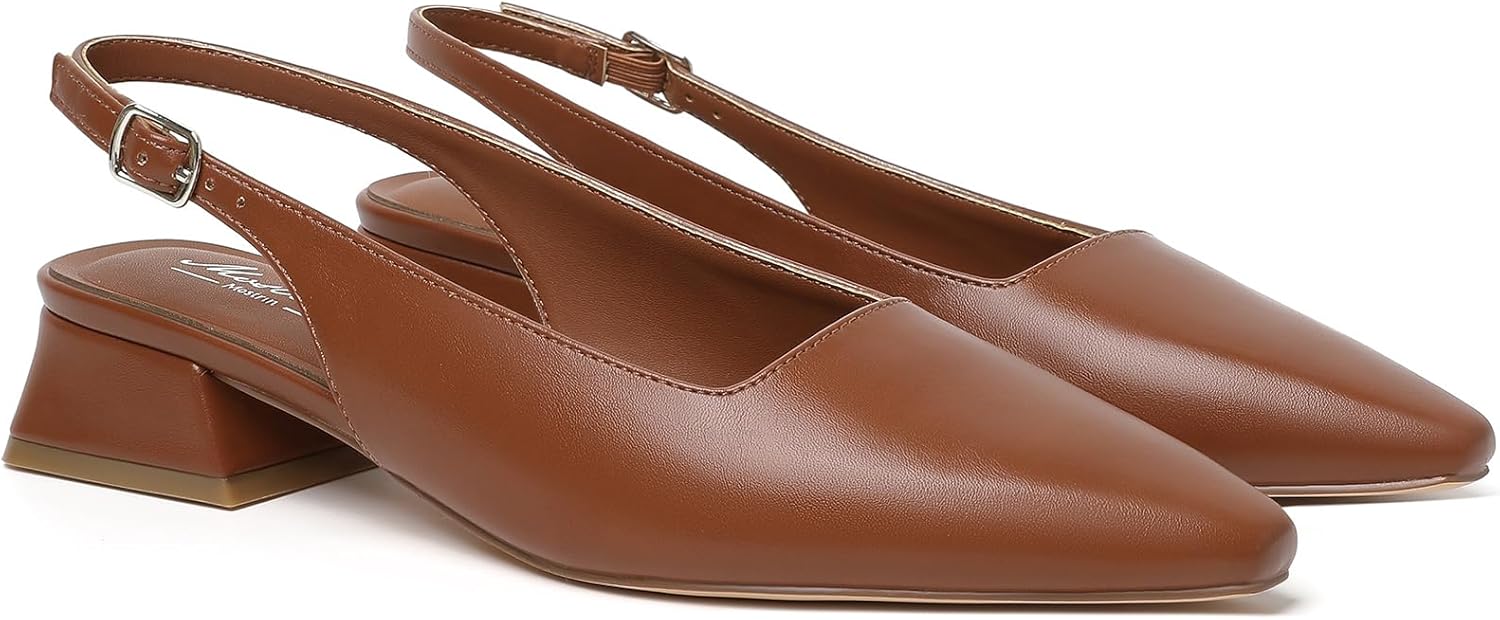 Mostrin Womens Chunky Low Heels D'Orsay Slingback Block Heel Pumps Closed Square Toe Dress Shoes for Work Office Daily Wedding - Image 9