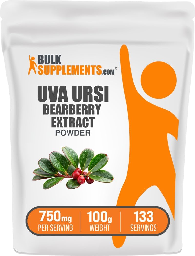 BulkSupplements.com Bearberry Leaf Extract Powder - Uva Ursi Extract, Herbal Supplement - Vegan & Gluten Free, 750mg per Serving, 500g (1.1 lbs) (Pack of 1)