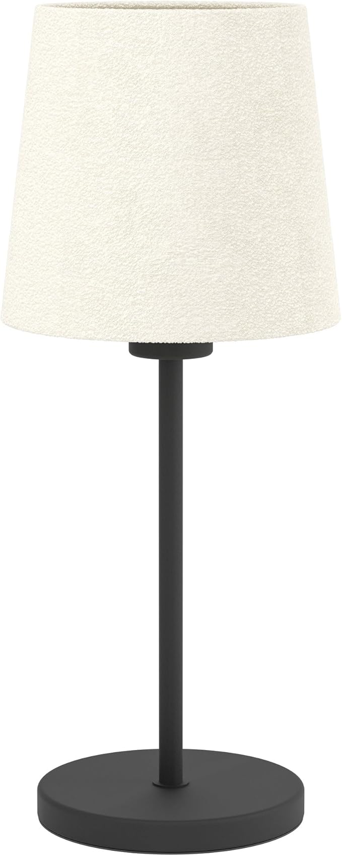 Eglo EGLO tafellamp Febres, nachtlampje met stoffen lampenkap, tafel lamp slaapkamer, woonkamerlamp van metaal in zwart en bouclé stof in wit, E27 fitting