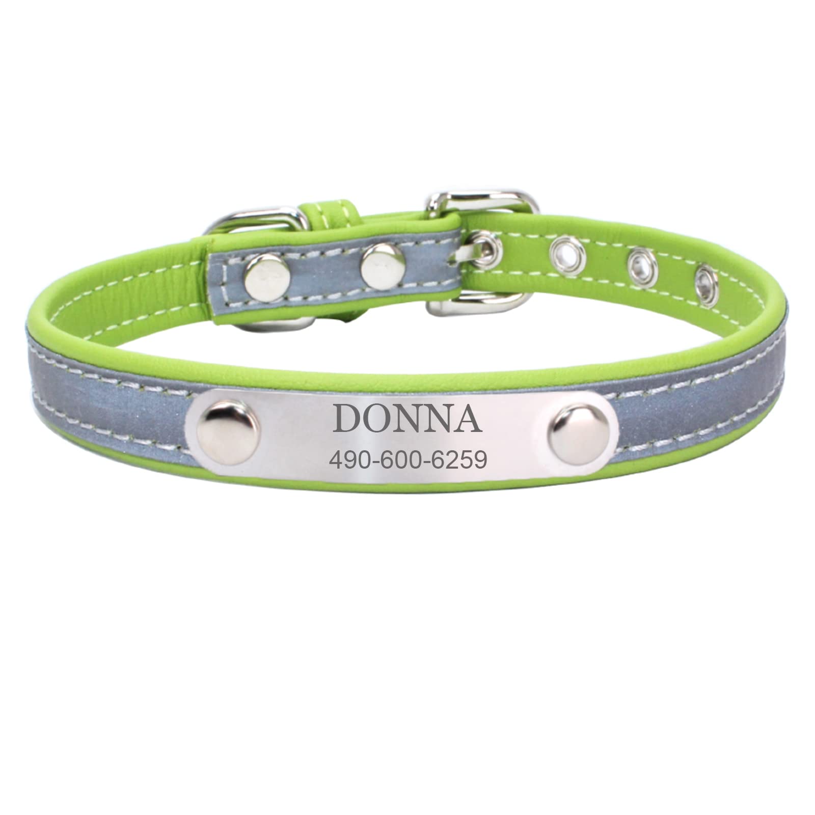 Personalized Leather Nameplate Dog Collar Custom Free Engraved ID Name Tag Pet Dog Collars for Small Medium Large Dogs — image 1