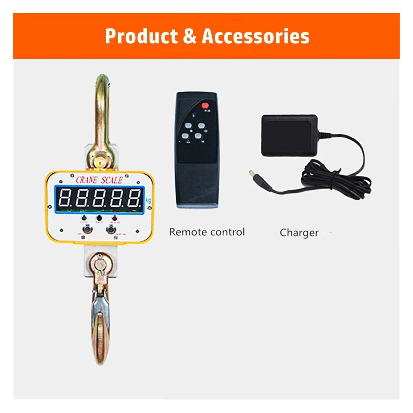 1T 2T 3T 5T ​​10T Bilancia Sospesa Wireless Digitale Ricaricabile LED Visualizzazione Diretta Telecomando Gru Guscio In Lega Di Alluminio(5000KG)