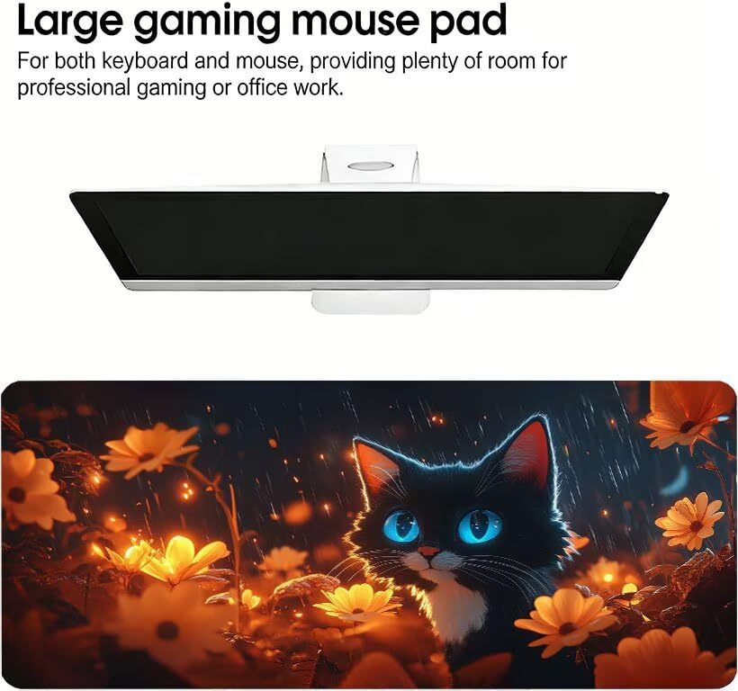 Tapis de souris XXL de haute qualité avec base en caoutchouc et bords cousus - 3