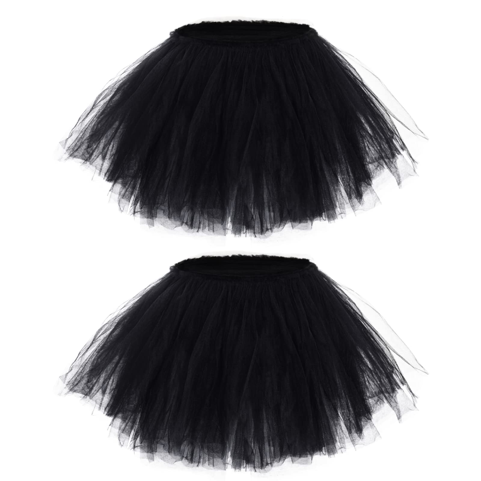 hoyuwak 2er-Pack Tutu-Tüllrock für Damen, 5-lagig, dehnbar, flauschig, für Erwachsene, Tanzrock für 80er-Jahre-Ballerina-Party, Kostüm