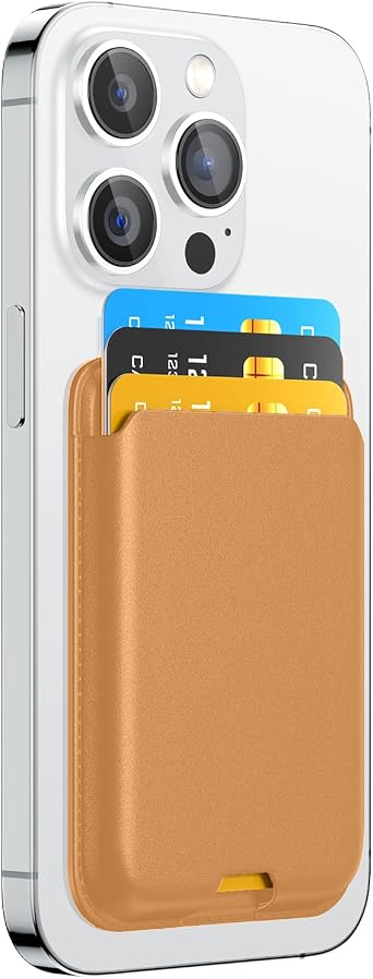 Magnetic Wallet Card Holder intended for Apple iPhone with Magsafe, Wallet for iPhone 17 16 15 14 13 12 Pro Max Air Plus Mini Series, Mag 3 Safe Wallet Stick on for Phone Case, Yellow
