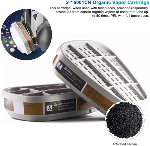 Miniatura 4 de No/Brand Respirador de cara completa 15 en 1 reutilizable, amplio campo de visión, ampliamente utilizado en gas orgánico, pintura spary, productos