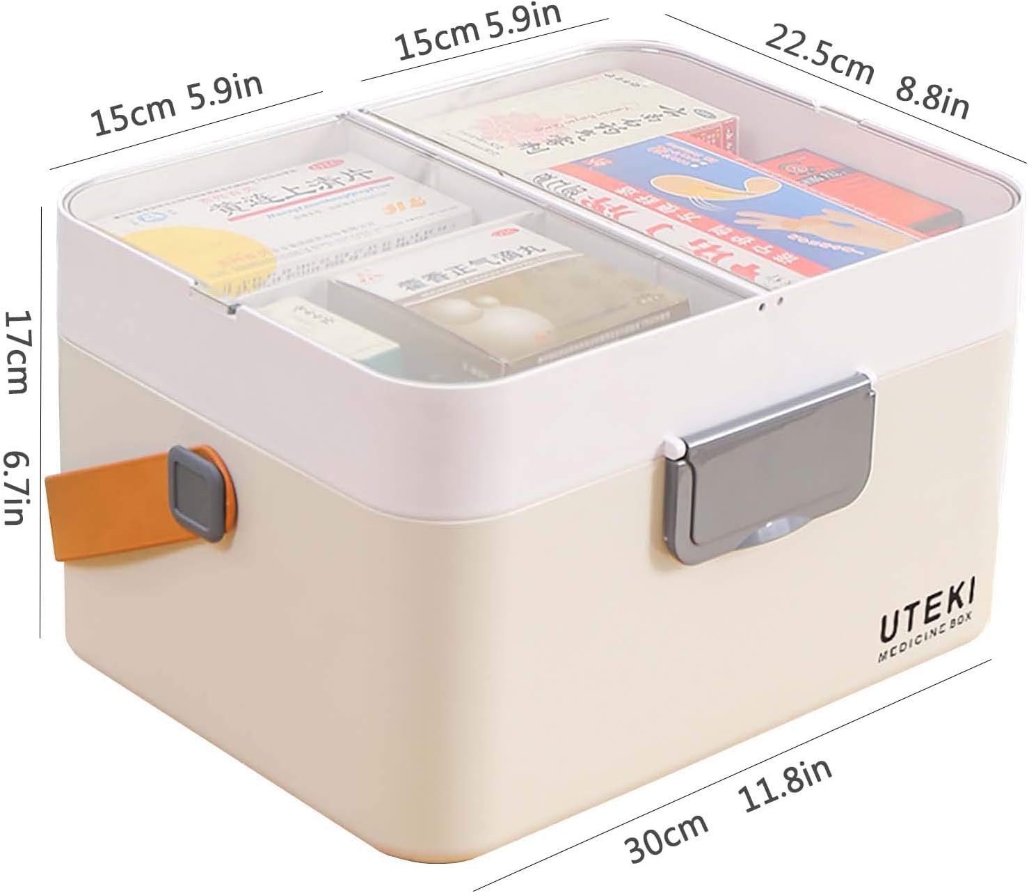 Medicine Box Household Storage Family Pack Large Capacity Portable First Aid Kit,Beige