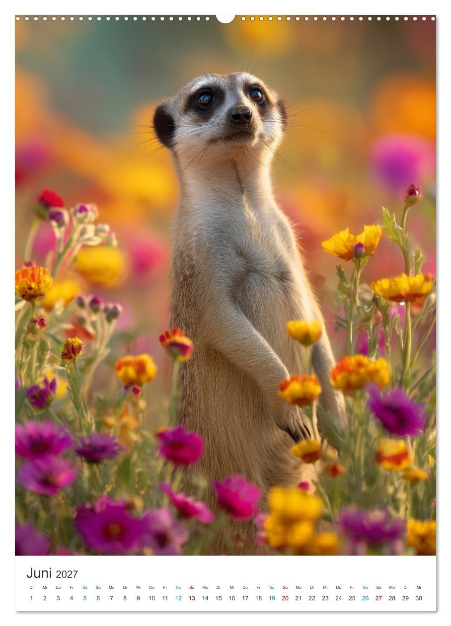 Wächter der Wüste (hochwertiger Premium Wandkalender 2027 DIN A2 hoch), Kunstdruck in Hochglanz: Perfekt für alle Tierfreunde, Erdmännchen Fans und ... Lächeln gönnen möchten. (CALVENDO Tiere)