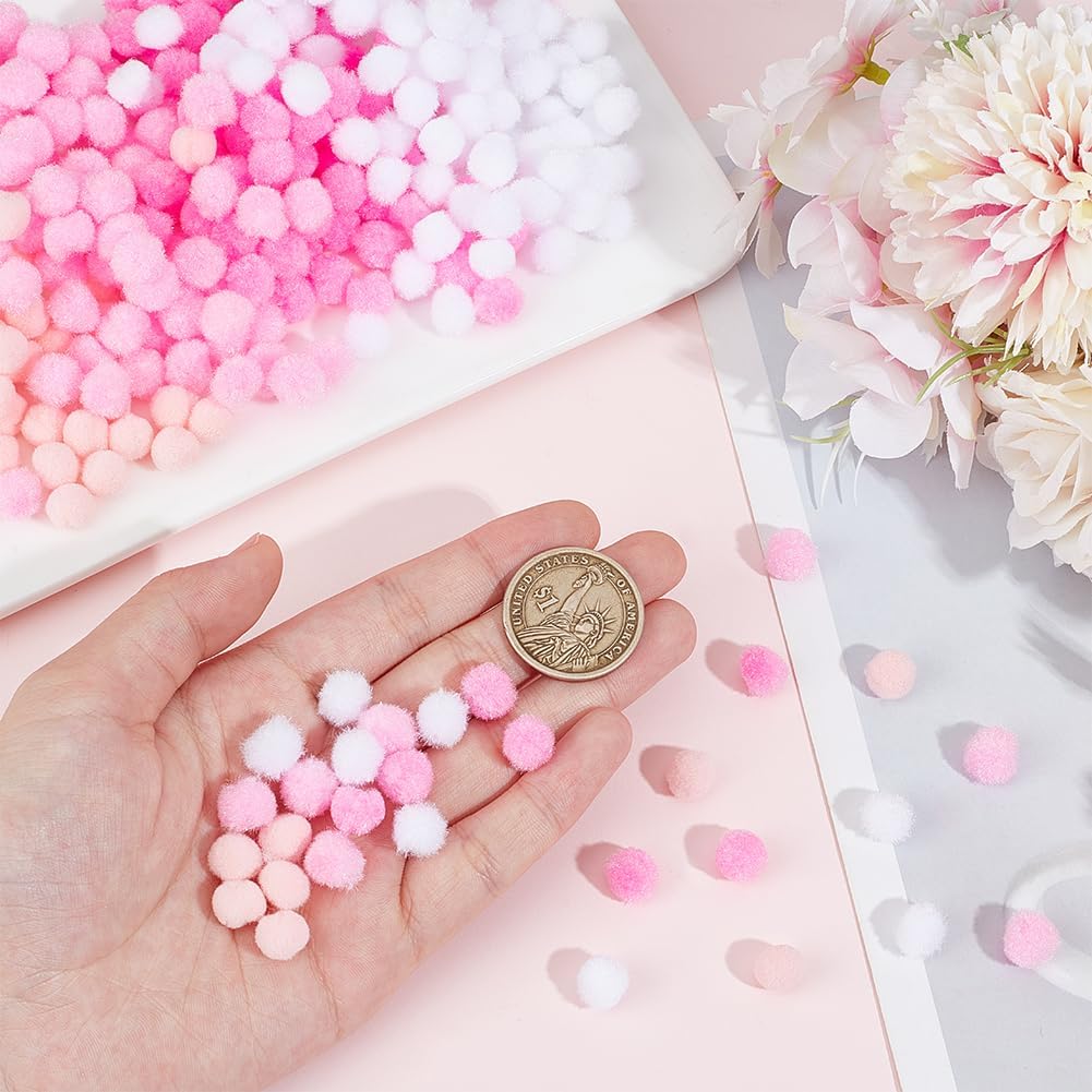 SUNNYCLUE 400Pcs Small Pink Pompoms Fuzzy Balls Bulk Valentine's Day 10mm Mini Pom Pom Ball Soft Round Fluffy Puff Cat Kitten Googly Pom Poms for DIY Art Crafts Garland Charms Party Decor Supplies