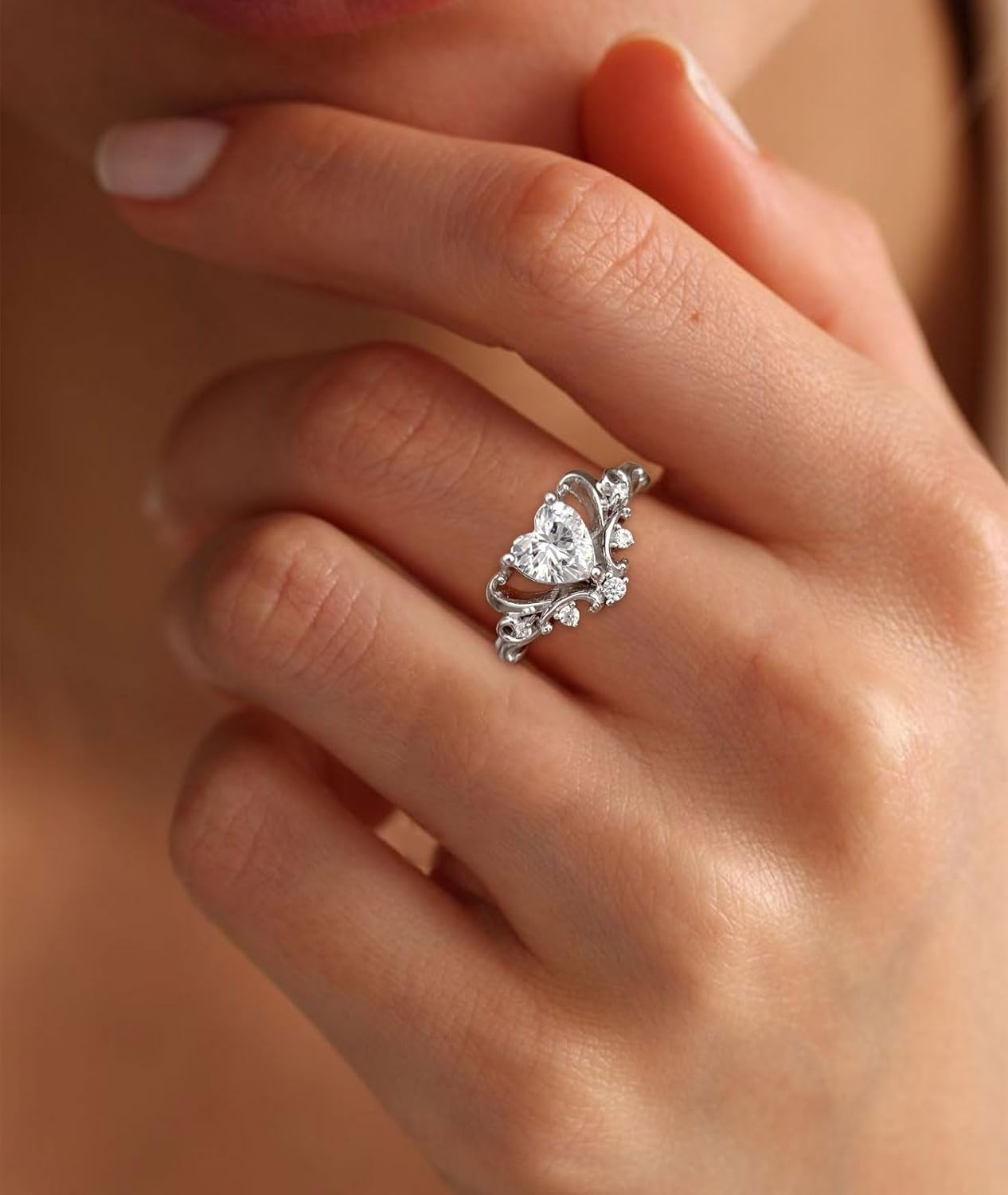 1 Carat Heart Shaped Moissanite Engagement Ring D Color VVS Clarity 18K Gold Plated 925 Sterling Silver Vintage Moissanite Rings - Image 2