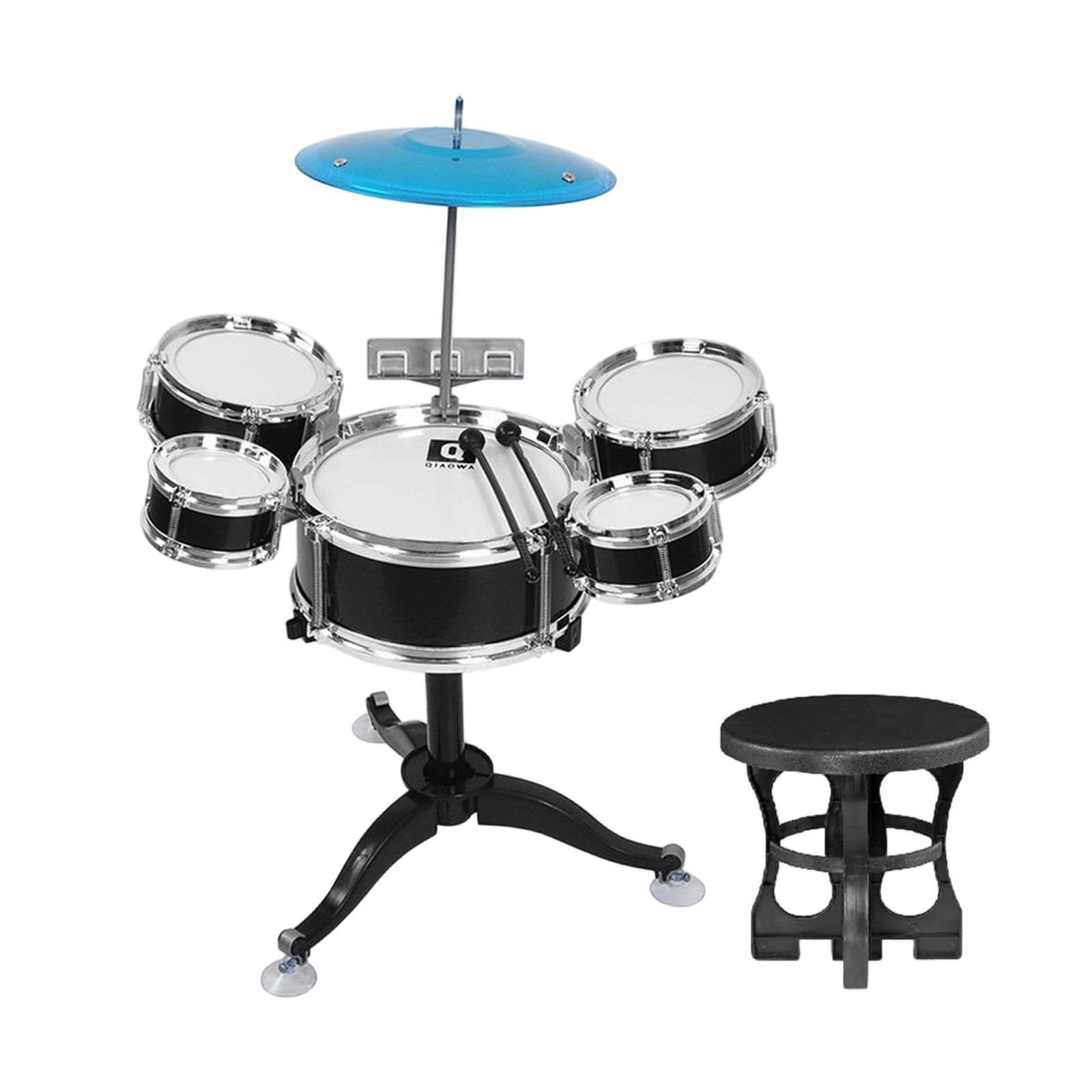 Kids Drum Set Batteria Didattica Bambini Percussioni Giocattolo Strumento Musicale Materiale Sicuro Adatto a Regalo Casa Scuola, Nero