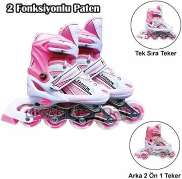 Çocuk Pateni, Pembe, 34-37 Beden, 2 Fonksiyonlu Paten