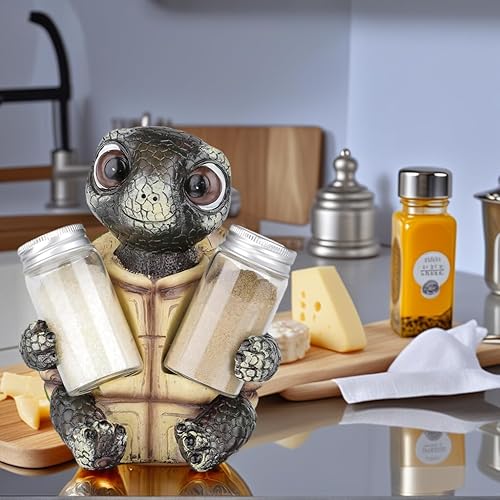 Miniatura 3 de Juego de salero y pimentero con soporte, estatuas decorativas de tortuga para cocina, bar, decoración de restaurante, regalos de tortugas marinas
