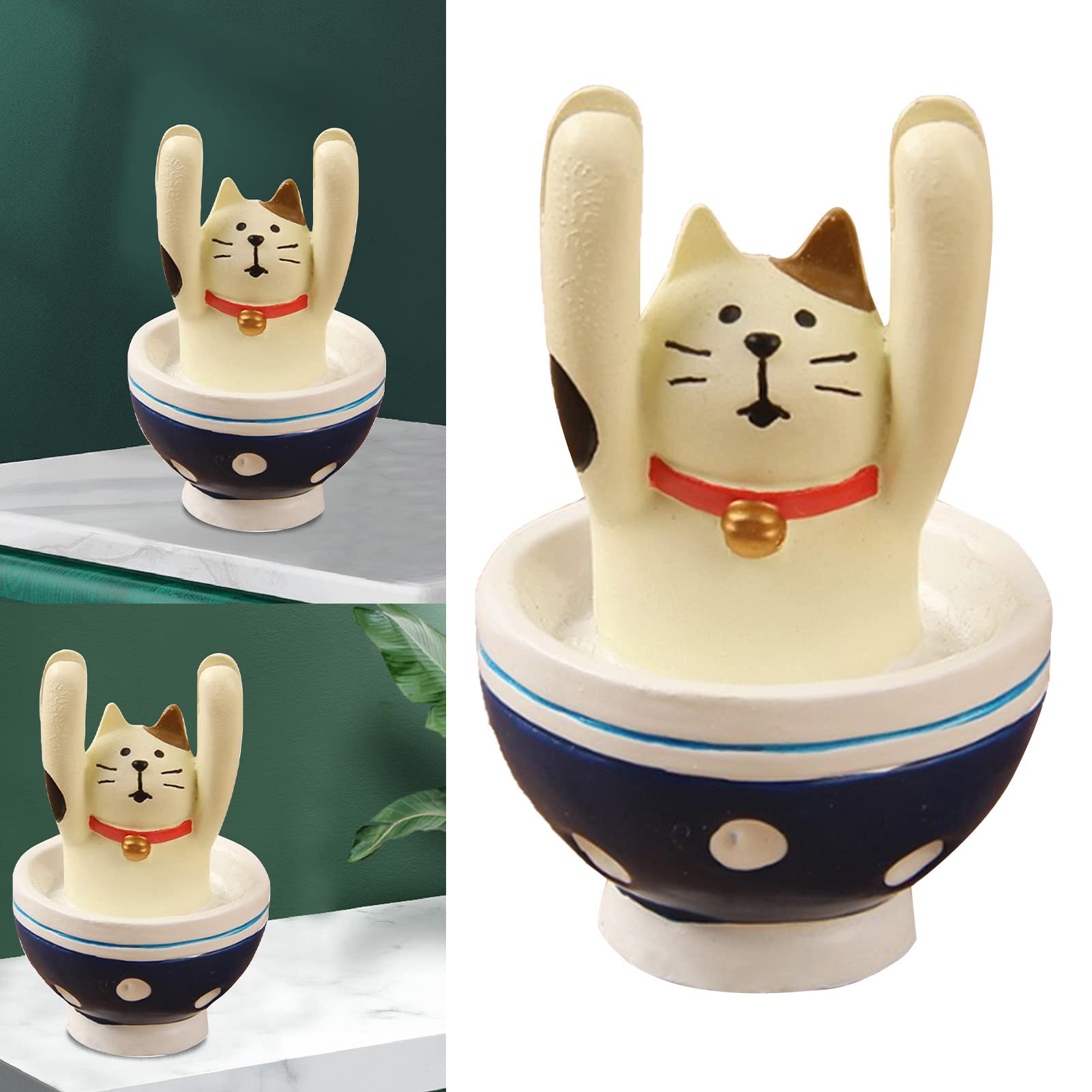 Tissting Cute Animal Cartoon Photo Clip 2.6 x 5cm Resin Base Memo Clips Holder DIY Note Photo Stand Place Card Holder for Home Office Decoration(Bowl of Cat Ice Cream)