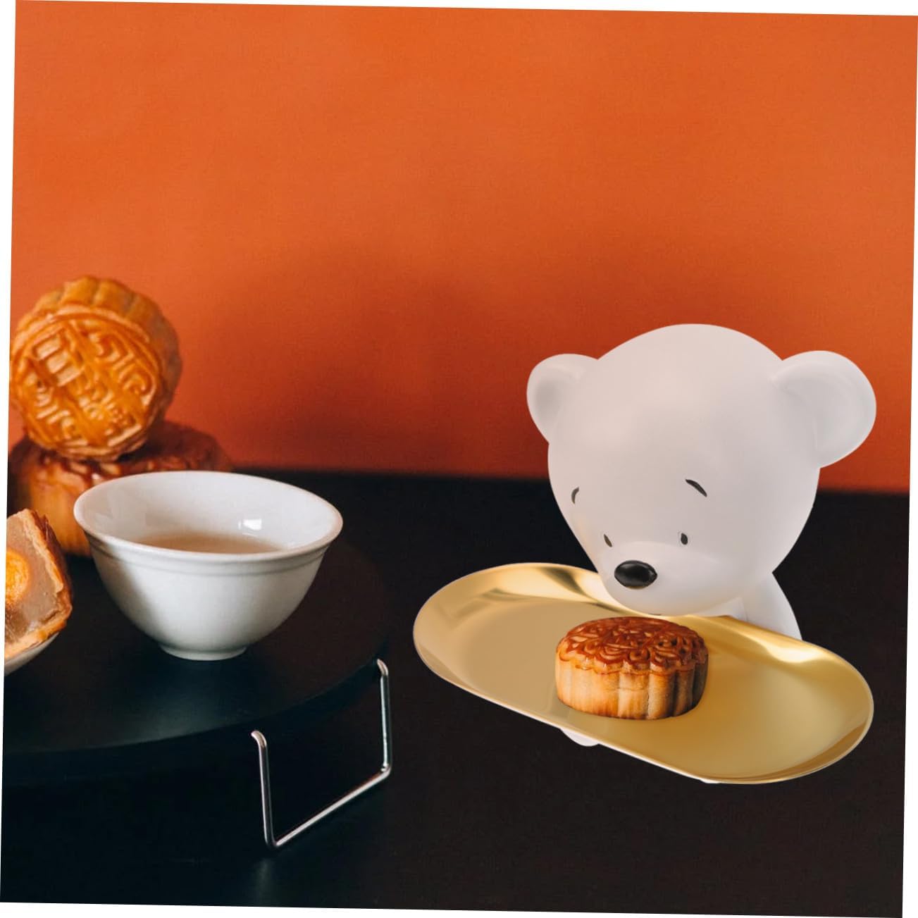 minkissy Quality Material Decorative Storage Box Bear Tray Desktop Organizer Multi-use Easy to Clean