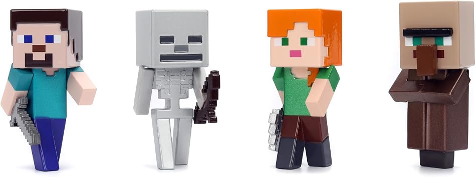 MINECRAFT 2.5 INCH diecast figure 4-PACK WAVE 4 display, play and collect for fans