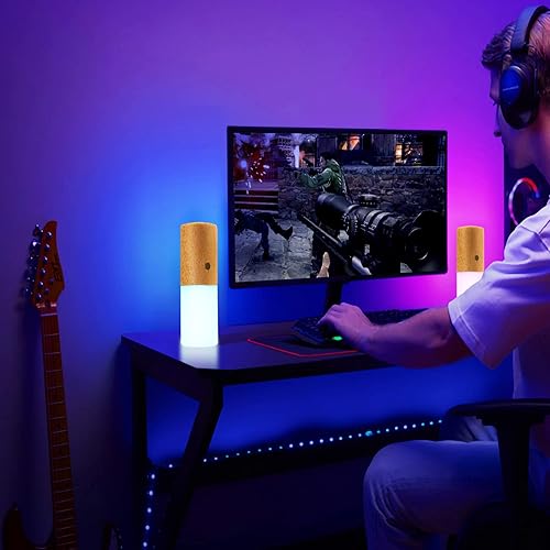 Miniatura 6 de LANDGOO Color cambiante lámpara de mesa de haya luz LED de madera para restaurante dormitorio interior