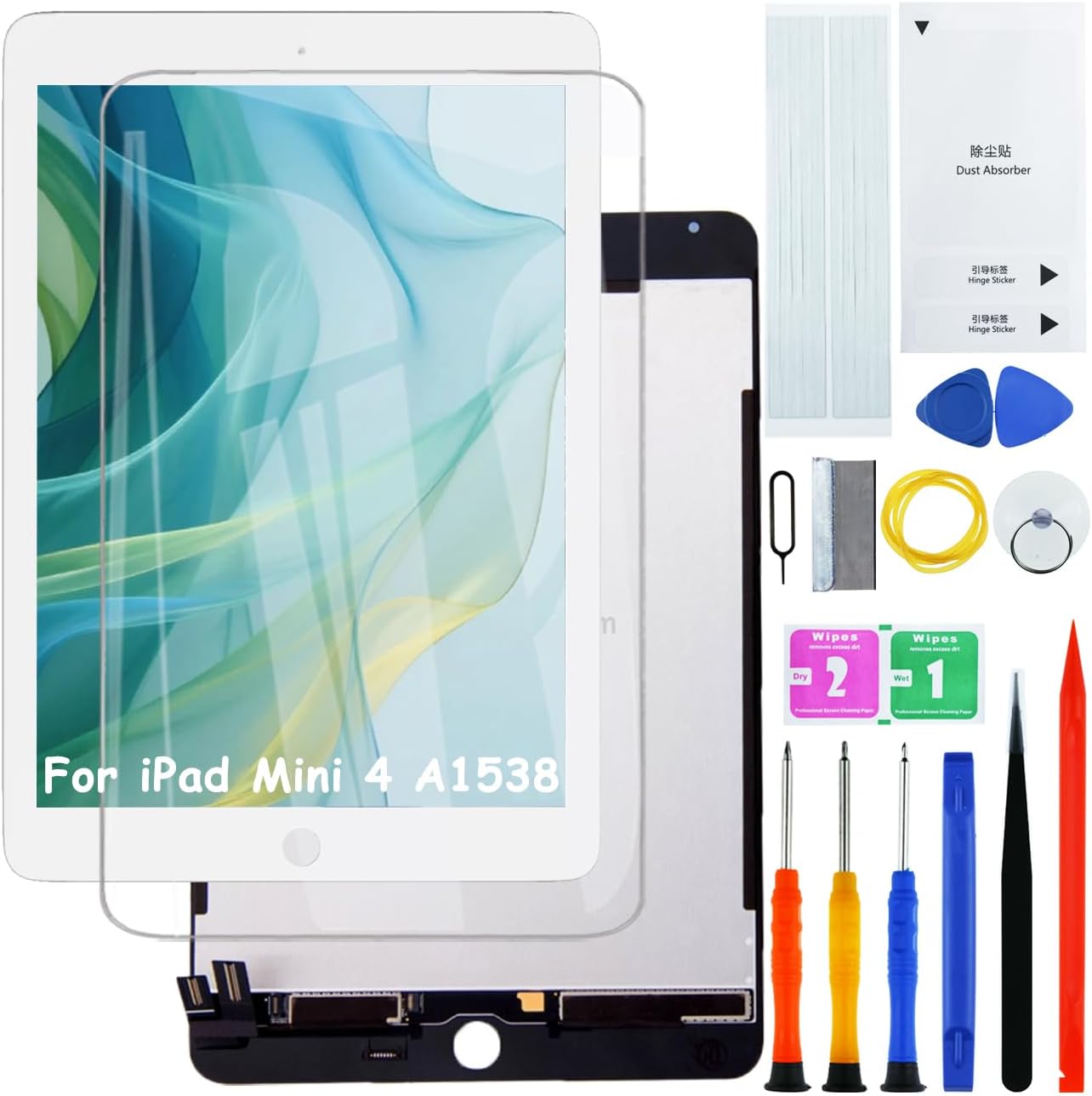 Display Screen for iPad Mini 4 7.9 Inch (2015) A1538 A1550 LCD Screen Replacement Assembly with Kit (White)