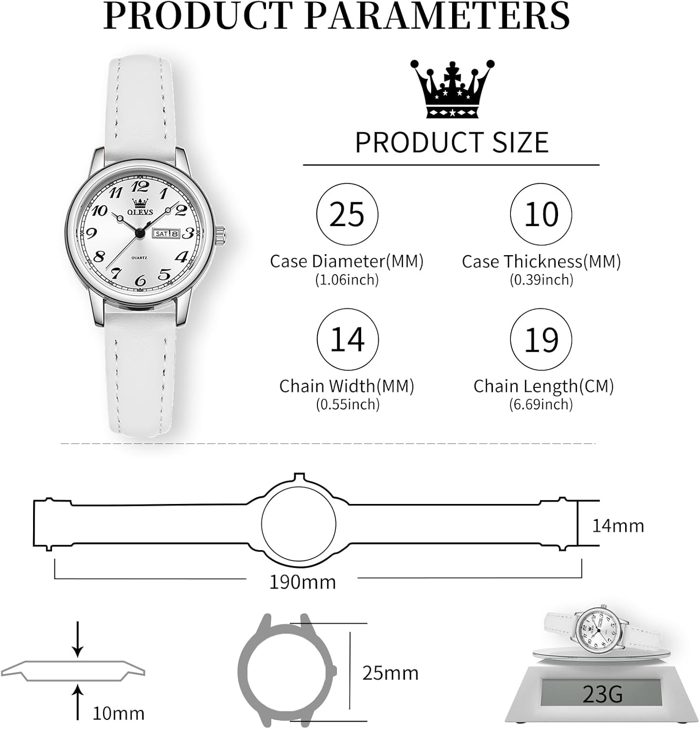 OLEVS Womens Watch Luxury Vintage Leather Watches for Women Simple Easy Read Minimalist Small Ladies Watch with Day Date Fashion Dainty Dress Waterproof Quartz Women's Wrist Watches Reloj para Mujer - Image 6