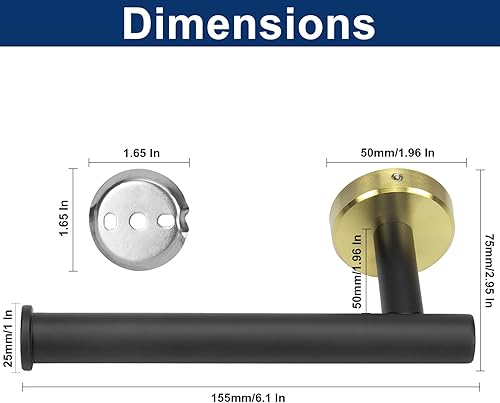 Miniatura 6 de NearMoon Portarrollos de papel para baño, soporte premium de papel higiénico SUS304 de acero inoxidable resistente al óxido montado en la pared