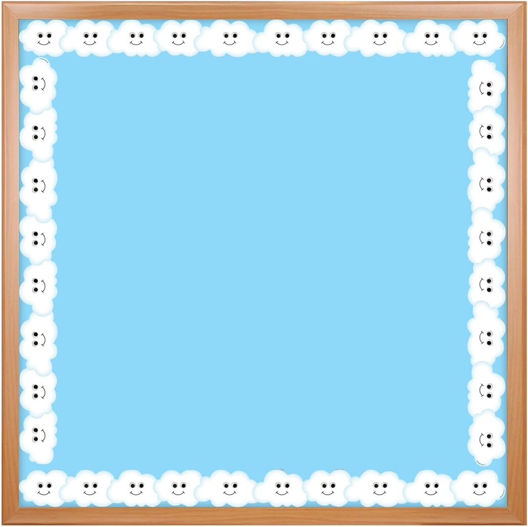 Hygloss Products Happy Clouds Die-Cut Bulletin Board Border – Classroom Decoration – 3 x 36 Inch, 12 Pack (33661)